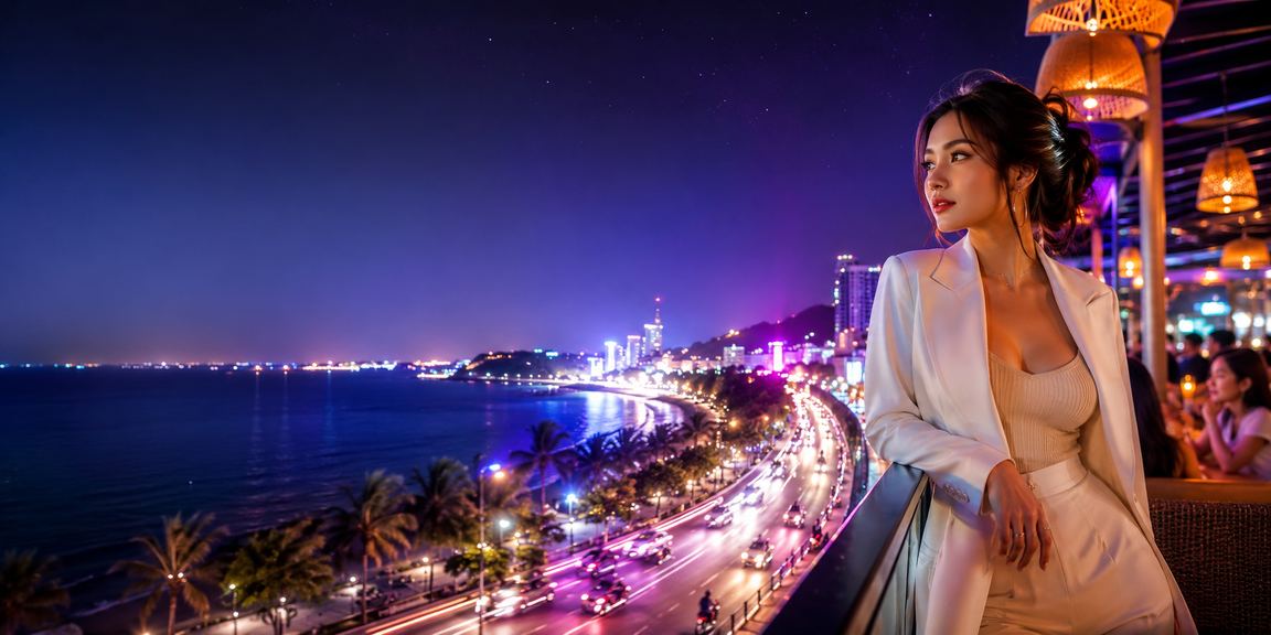Nhóm bạn trẻ Vũng Tàu thư giãn tại quán cà phê bờ biển, xem kết quả thể thao trên điện thoại